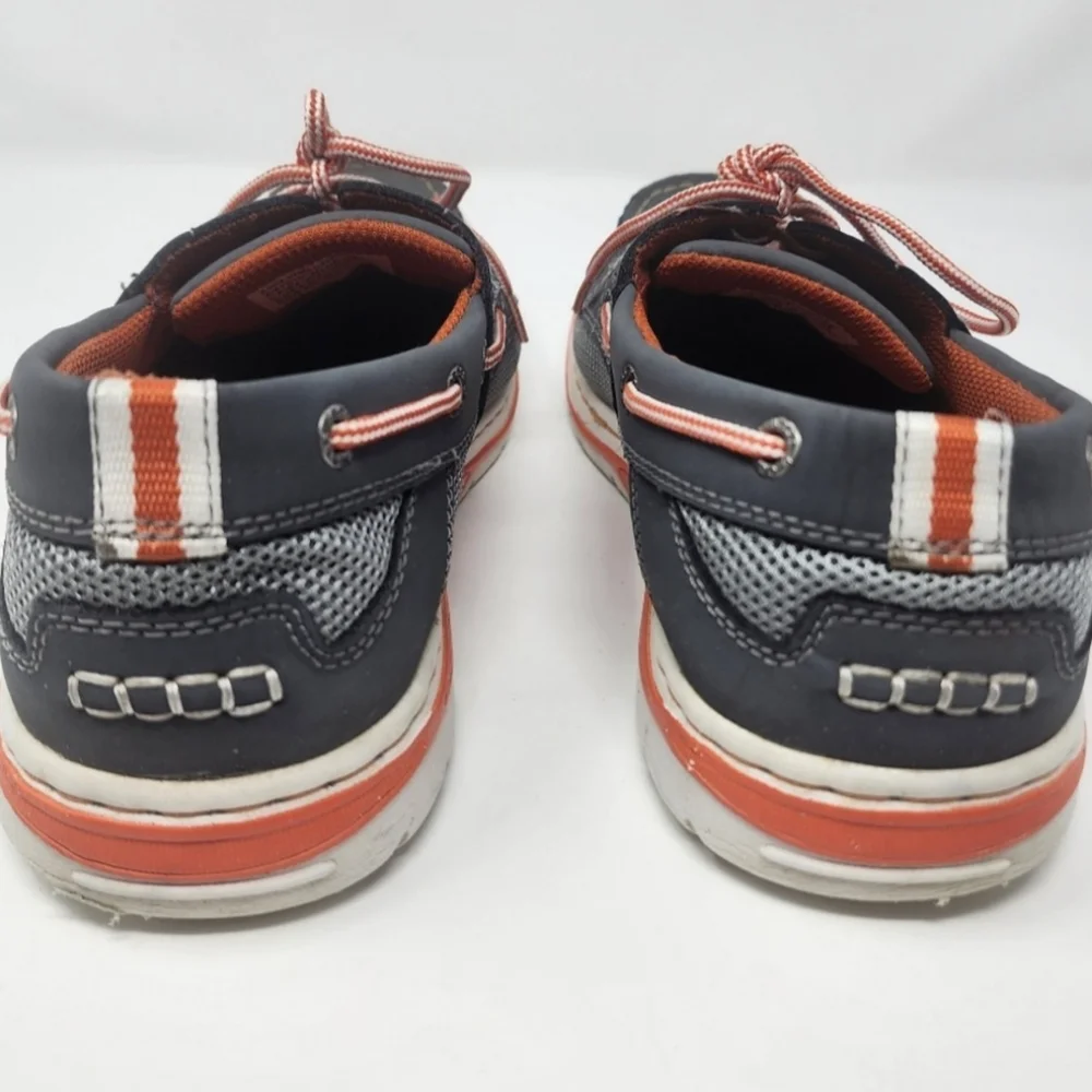 G.H. Bass Gray and Orange Leather and Fabric Boat Shoes Size 10